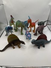 Lot Of 10 Plastic Dinosaurs Various Sizes And Colors-bundle Of 10