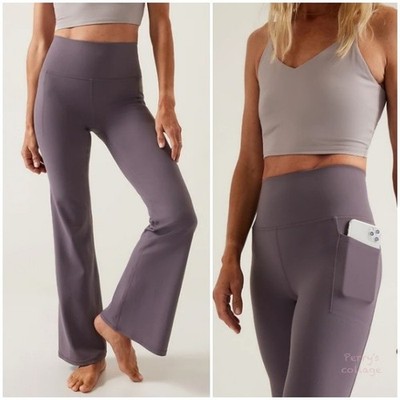Athleta M MEDIUM Salutation Stash High Rise Flare Pant, Dusty Purple Flared NEW