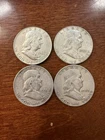 Lot Of 4 Franklin Half Dollars 90% Silver
