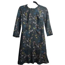 Banana Republic Floral Print Long Sleeve Knee Length Dress Women Size 0 Green