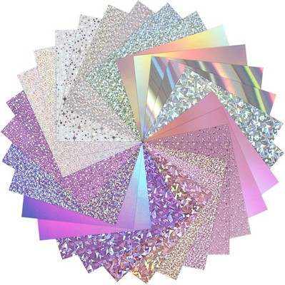30 Sheets Metallic Reflective Cardstock 250gsm - 15 Patterns for Crafts