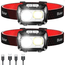 Blukar LED Headlamp Rechargeable,2000L Super Bright Headlight with Motion Sen...