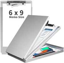 Aluminum Clipboard with Storage Memo Size , Recycled Metal Form Holder Binder Fi