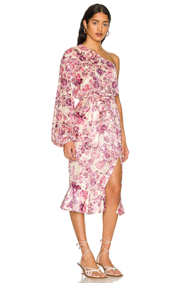 HEMANT AND NANDITA Suki One Shoulder Dress in Off White & Crimson S NWT  $396 | eBay