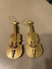 Vintage Golden Musical Instrument Violin Christmas Ornament Decorations