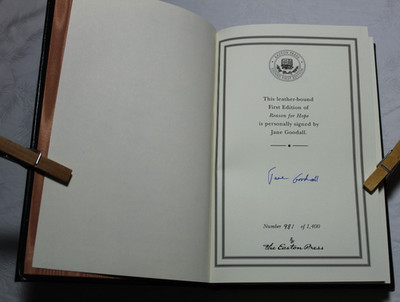 REASON FOR HOPE BY JANE GOODALL SIGNED FIRST EDITION WITH COA EASTON PRESS