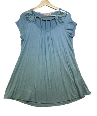 Jolt Women's Shirt Size Large L Blue/Teal Short Sleeve Pullover FREE S&H