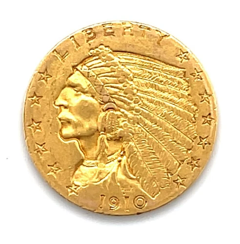 1910 $2.5 Indian Head Quarter Eagle United States Gold Coin AU Condition