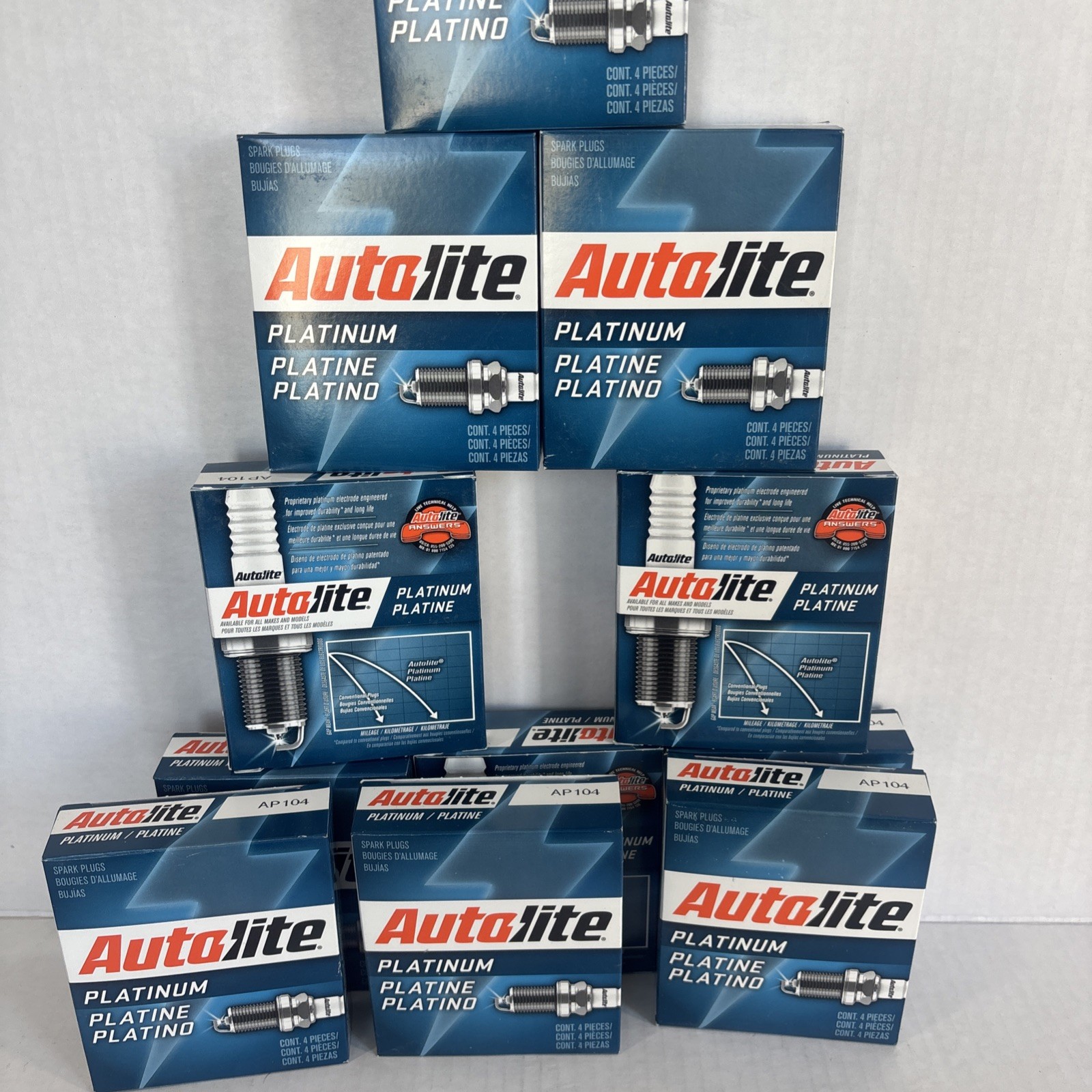 Autolite AP104 Spark Plug Set of 4 Platinum lot of 11 boxes  new