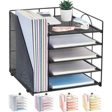 Desk Organizers and Accessories, 5-Tier Paper Letter Tray Organizer with File...