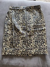 J.CREW No. 2 Leopard Animal Print Lined Pencil Skirt 8 Cotton Twill Zip
