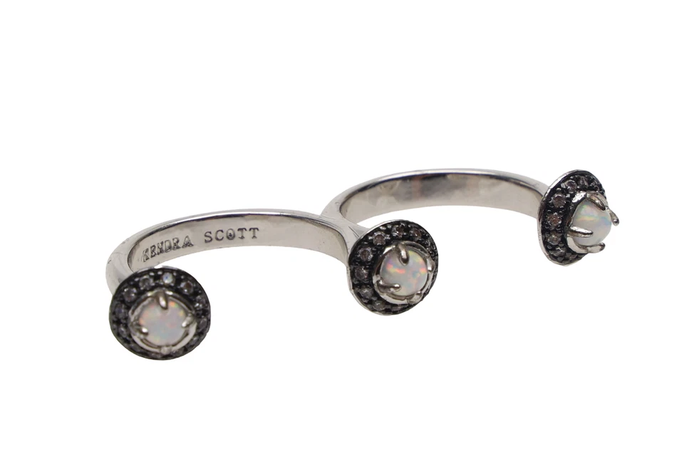 Anillo Doble Kendra Scott W1315 Odette en Rodio Kyocera Blanco Ópalo Talla 8 Foto 3 de 3