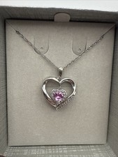 Zales Sterling Silver Open Heart Pink White S...