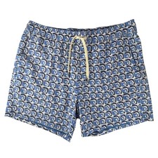 Fair Harbor Mens Blue Wave Print Swim Trunks XL 5 Inch Inseam BreezeKnit Liner