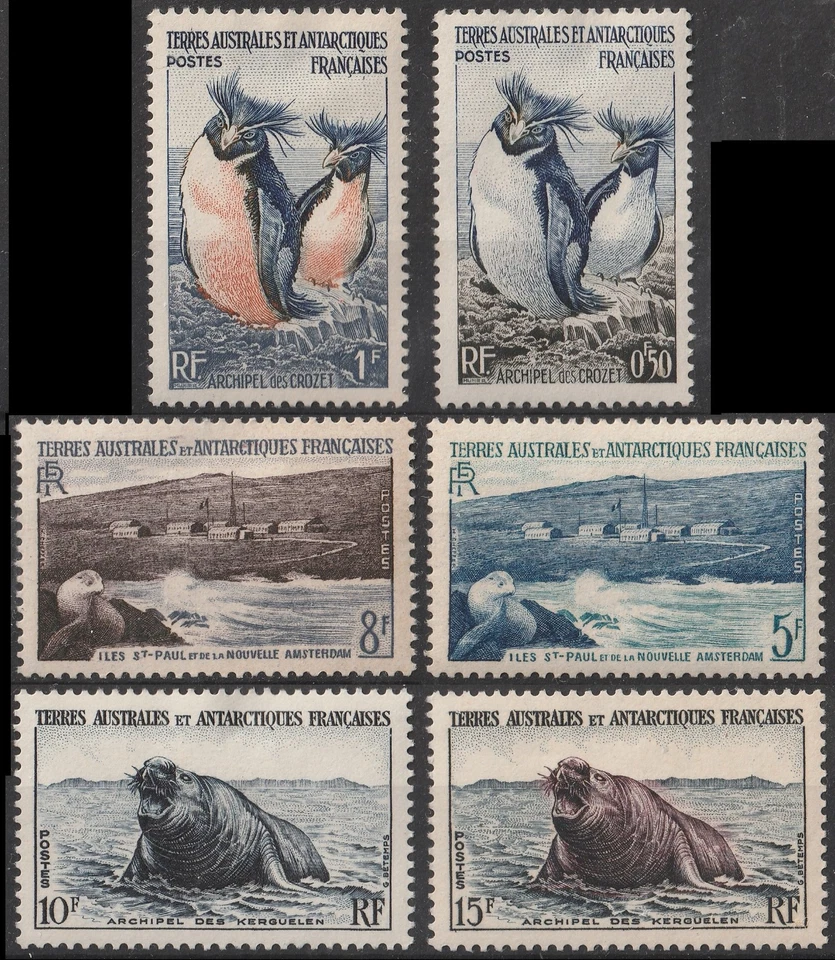 TAAF FSAT Antarctique Sud Pol 2 à 7 ** MNH manchot éléphant de mer otarie 1956 - Photo 1/1