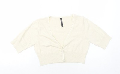 Bay Damen Elfenbein V-Ausschnitt Baumwolle Cardigan Pullover Größe 12