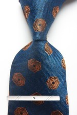 New Classic Polka Dot Blue Brown JACQUARD WOVEN 100 Silk Men's Necktie Tie