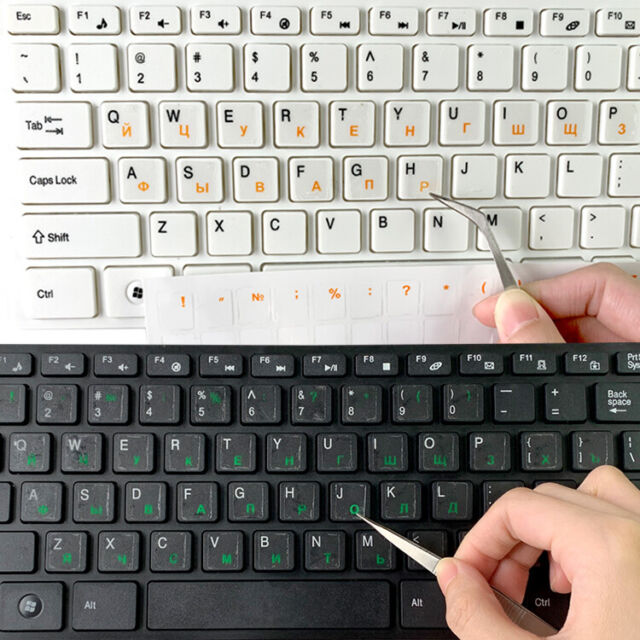 Transparent Keyboard Stickers RUSSIAN in 8 Colours See-Through Clear for laptop