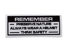 Helmet Safety Information Decal Suitable for Honda Motorcycles. (Black)