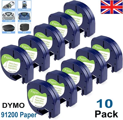 LABELW Dymo LetraTag Refill Black on White Paper Label Tape 91200 12mm 1/2" for LT-100H