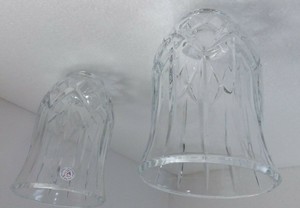 St-George-Crystal-Leaded-Glass-Light-Shade-Clear-Fine-Lead-Bell-Shades-Lot-of-2