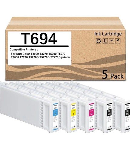 5 Pack T694 700ML Ink Cartridge T6941 T6942 T6943 T6944 T6945 (T694100-T694500)