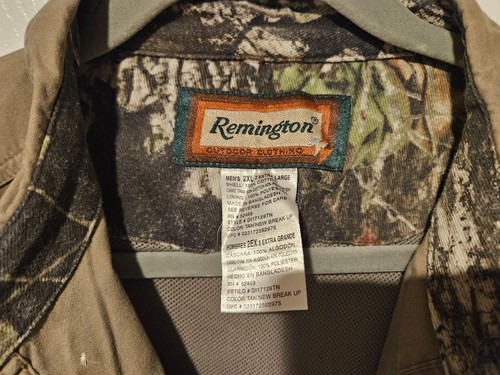 Pre-Owned Remington Tan With Camo Trim Button Down Shirt Size 2XL - Picture 3 of 11
