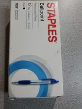 Staples Ballpoint Retractable Pens, Medium Point, Blue Ink, Dozen 50794