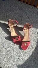 Salvatore Ferragamo Red Gavina Suede Sandals - Size 10
