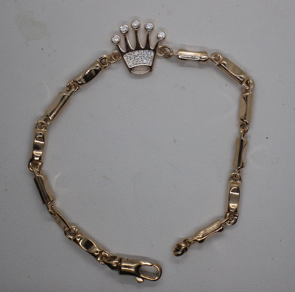 BRACCIALE ARGENTO CORONA CROWN RAMATO CM 17 MM 15X14 ZIRCONI BIANCHI EXPLOIT - Immagine 2 di 4