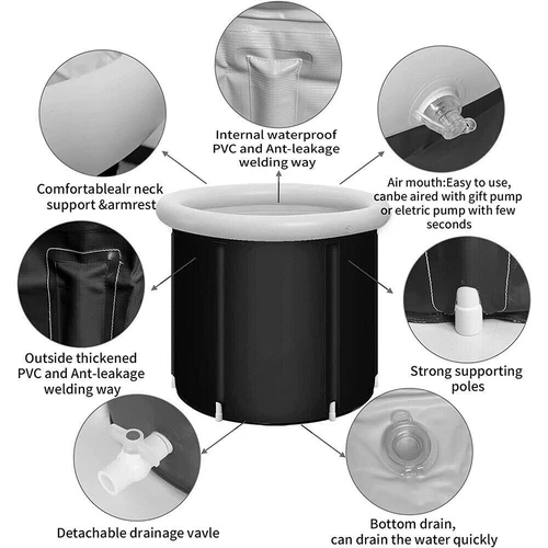 Portable Ice Bath Tub for Athletes Cold Water Therapy Hot Tub Folding Bathtub AU - Picture 8 of 15