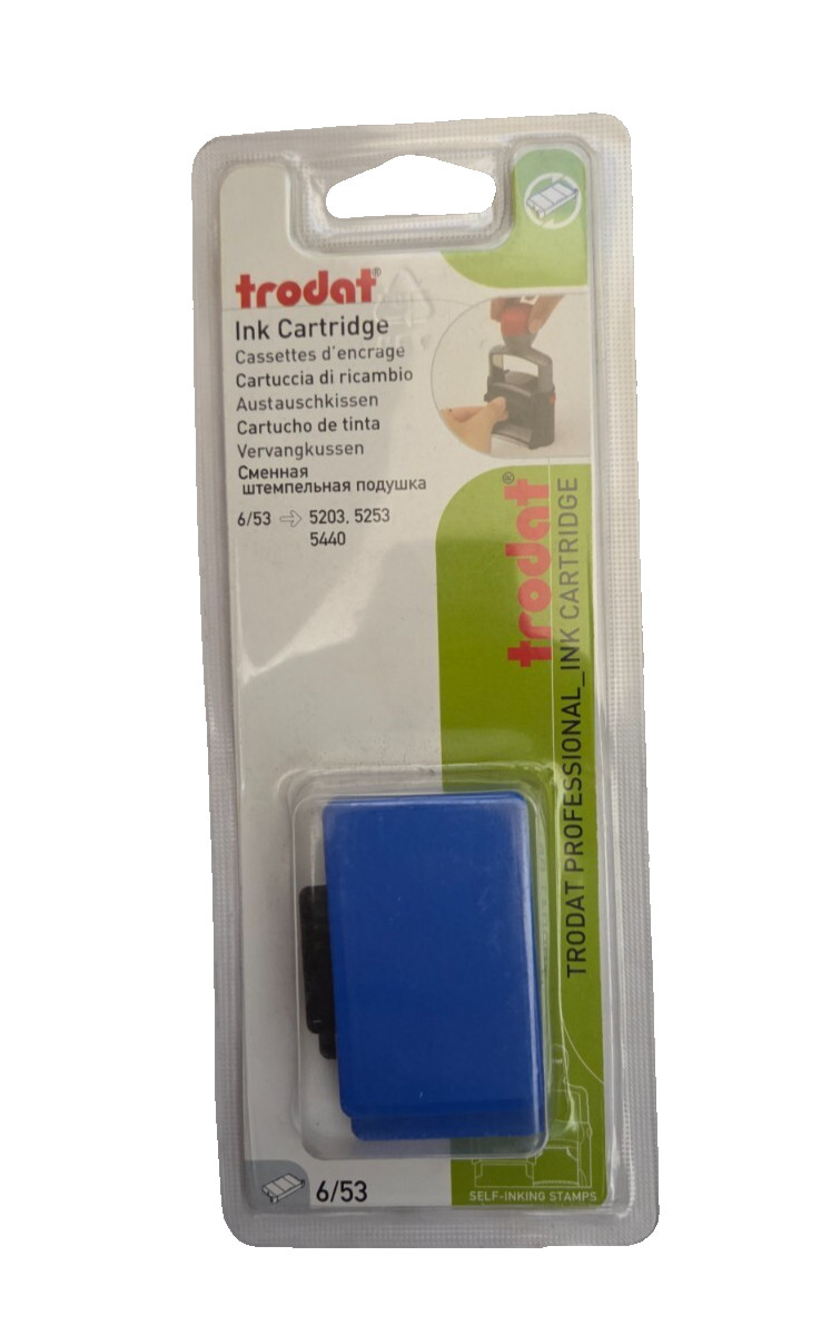 Trodat Replacement Blue Ink Pads Cartridge 6/53 For 5203 5253 5440 Pack of 2