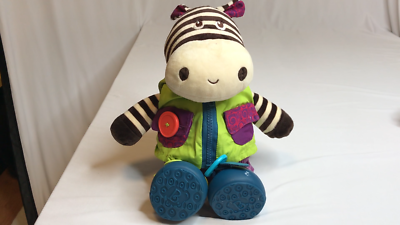 B. Toys – Zèbre Sensoriel Giggly Zippies – Peluche Interactive Avec Fermetures, Boutons, Velcro – Dès 2 Ans