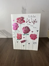 Second Nature Best Wife Birthday Card with Roses and Glitter – Handcrafted