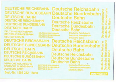1:87 Decals ''Deutsche Reichsbahn'' Aufkleber Modellbau H0 6x10cm Gelb #232