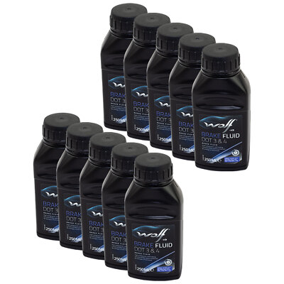 Bremsflüssigkeit WOLF BRAKE FLUID 5039 DOT 3&4 10 X 250 ml Brems Bremse bremsen