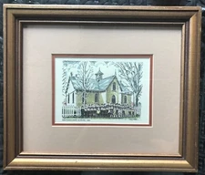 BOB GAEDE Print~Winterbourne School~FRAMED~DOUBLE MATTED UNDER GLASS~13.5”x11.5”