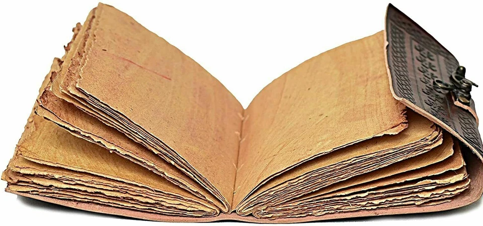 Handmade Leather Journal Notebook 3 Moon Stone Embossed Diary Writing Book New - Image 3 of 4