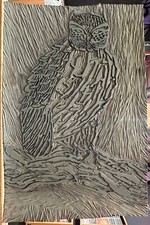 Signed Autographed Sharon Isbin 1970 Linoleum Cut Carved Art Block Print