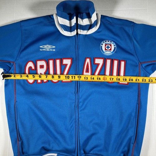 Mexico Cruz Azul Umbro Size Small Zipper Blue Jacket Stain On Left Sleeve - Picture 7 of 11