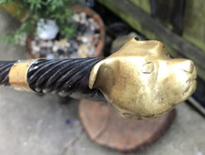 Vintage Kings African rifles presentation swagger stick dog head brass ebony 32"