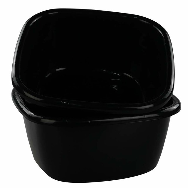Qsbon Plastic Square Wash Basin /tub Black Pack of 2 16 Quart for sale