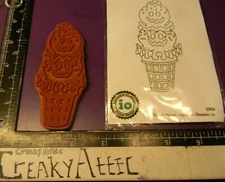 ICE CREAM CONE HALLOWEEN FACE 1 CLING RUBBER STAMP IMPRESSION OBSESSION CREAKYAT