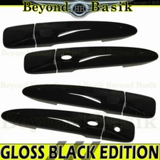 For 2013-2019 Nissan Sentra GLOSS BLACK Door Handle COVERS With 2 Smart Keyholes