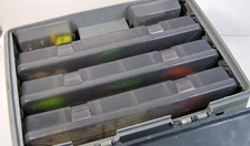 Vintage Plano Tackle Box Full of Fishing Lures Rebel Hot-N-Tot Storm Deep Divers