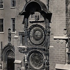 Vintage 1930 RPPC Prague Astronomical Clock Old Town Hall Praha Czech Postcard