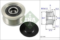 INA Lichtmaschinenriemenscheibe Opel 2.2CDTI Antara 10-