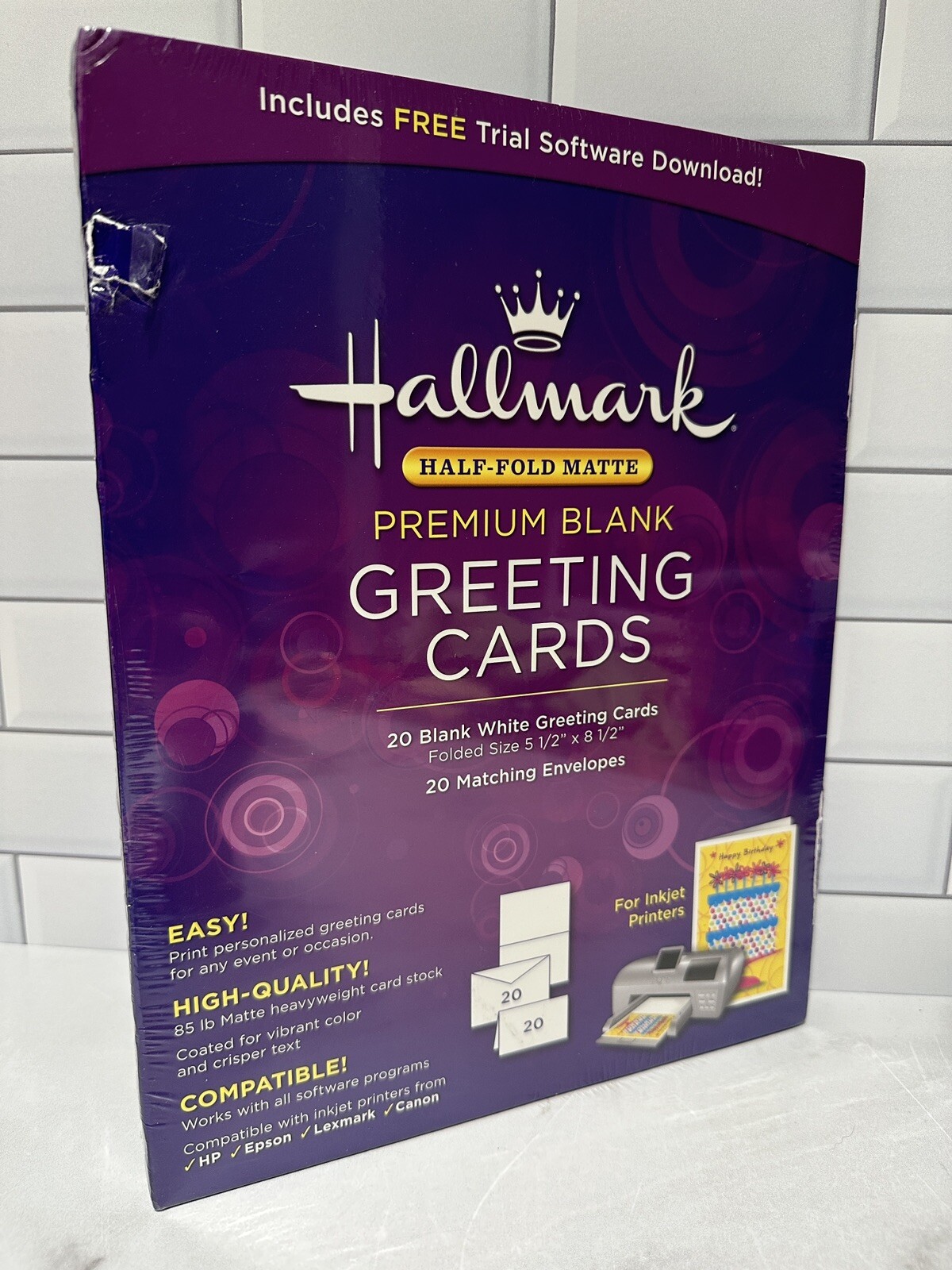 Hallmark HalfFold Matte Premium Blank Greeting Cards w/Envelopes 20