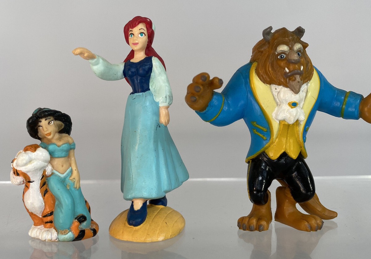 Vintage Disney PVC Figure 5x Lot Jasmine Ariel Woody Beast