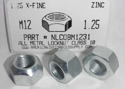 M12-1.25 HEX CONE TOP LOCK NUTS CLASS 10 STEEL ZINC PLATED D980V (5)